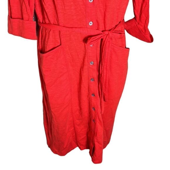 Boden Tara jersey shirt dress Cherry red button front belted 10L preppy - Picture 4 of 6